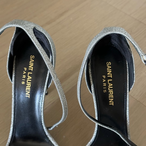 Saint Laurent silver glitter sandal heels 37 - Picture 3 of 5